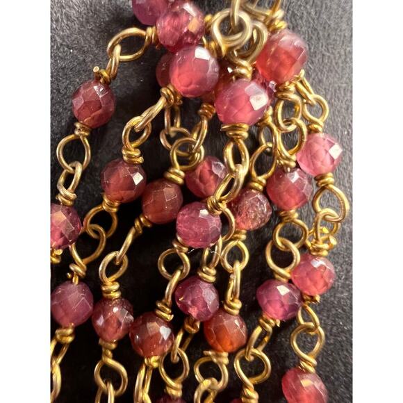 Freshwater pearl and garnet chandelier sterling silver earrings - Picture 11 of 14